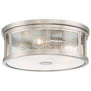 Minka Lavery Via Capri 16in 2-Light Flush Mount | Transitional Brushed Nickel and Clear Water Glass | Bedroom & Hallway Ceiling Light | Model 3168-84