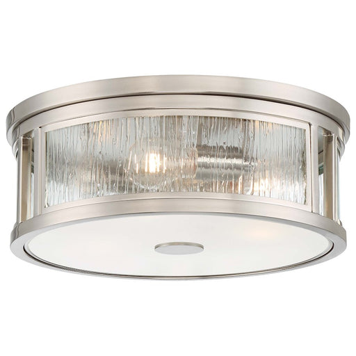 Minka Lavery Via Capri 16in 2-Light Flush Mount | Transitional Brushed Nickel and Clear Water Glass | Bedroom & Hallway Ceiling Light | Model 3168-84
