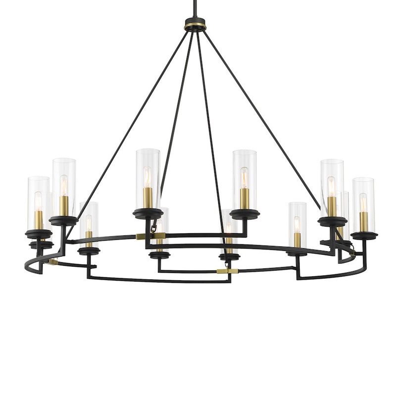 Minka Lavery Hillstone 2-Light Wall Sconce | Sand Coal & Soft Brass Steel and Clear Glass | Living Room & Hallway | 8 x 19 in | Model 3202-781