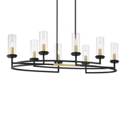 Minka Lavery Hillstone 50in 12-Light Chandelier | Industrial Sand Coal & Soft Brass and Clear Glass | Dining Room & Living Room | Model 3207-781