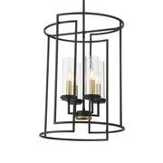 Minka Lavery Hillstone 50in 12-Light Chandelier | Industrial Sand Coal & Soft Brass and Clear Glass | Dining Room & Living Room | Model 3207-781