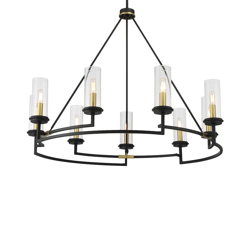Minka Lavery Hillstone 40in 9-Light Chandelier | Sand Coal and Soft Brass with Clear Glass | Dining Room & Living Room | 40 x 30 in | Model 3209-781