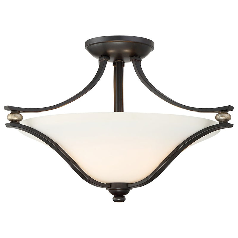 Minka Lavery Shadowglen 18in 2-Light Semi-Flush Mount | Transitional Lathan Bronze with Gold Accents | Bedroom & Hallway | Model 3282-589
