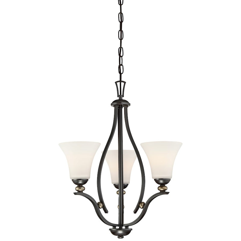 Minka Lavery Shadowglen 20in 3-Light Chandelier | Transitional Lathan Bronze with Gold Accents | Dining Room & Kitchen Island | Model 3283-589