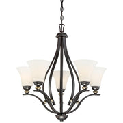 Minka Lavery Shadowglen 26in 5-Light Chandelier | Transitional Lathan Bronze with Gold Accents | Dining Room & Living Room | Model 3285-589