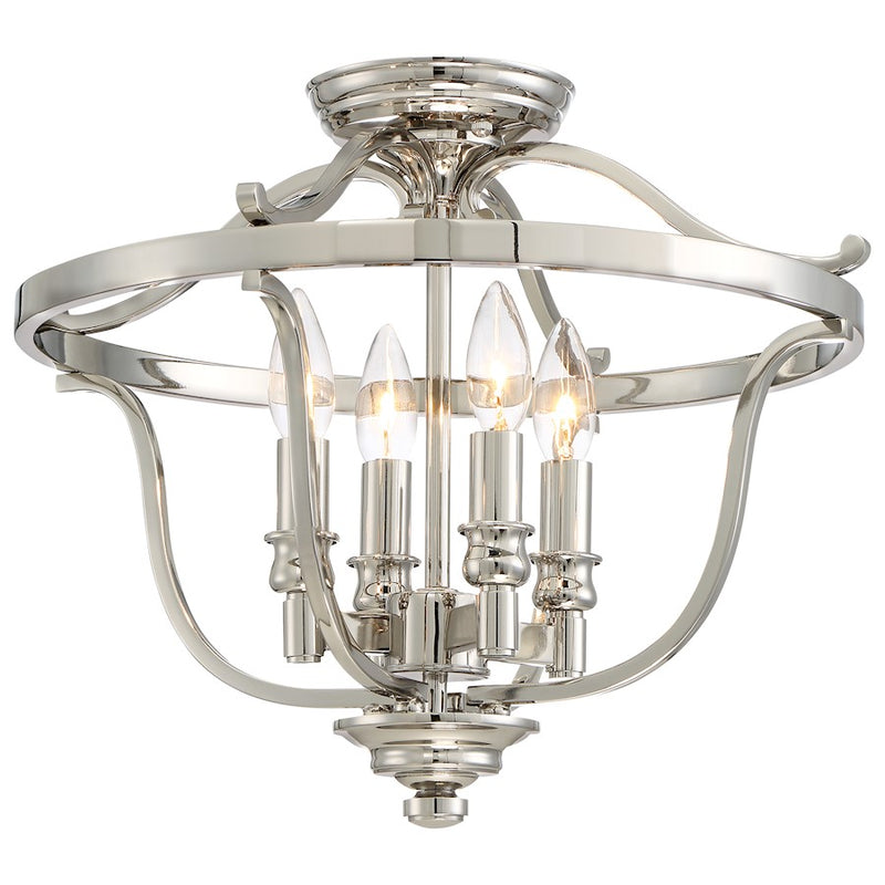 Minka Lavery Audrey's Point 17in 4-Light Semi-Flush | Traditional Polished Nickel | Entryway & Hallway | 17 x 17 x 14 in | Model 3296-613