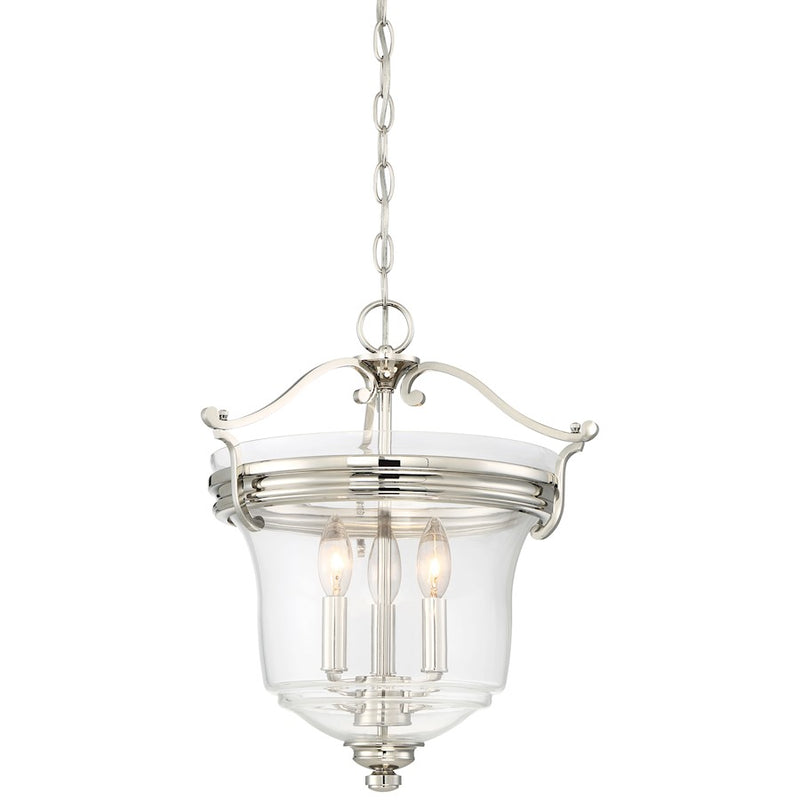 Minka Lavery Audrey's Point 16in 3-Light Flush Mount | Traditional Polished Nickel and White Glass | Bedroom & Hallway | Model 3297-613