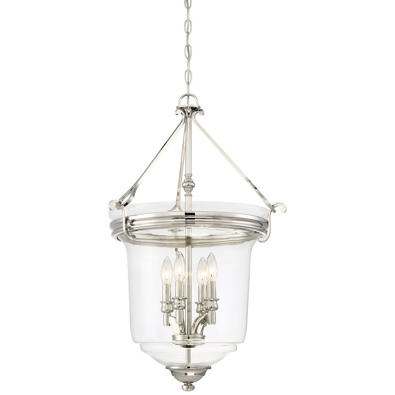 Minka Lavery Audrey's Point 20in 4-Light Flush Mount | Traditional Polished Nickel and White Mouth-Blown Glass | Entryway & Hallway | Model 3298-613