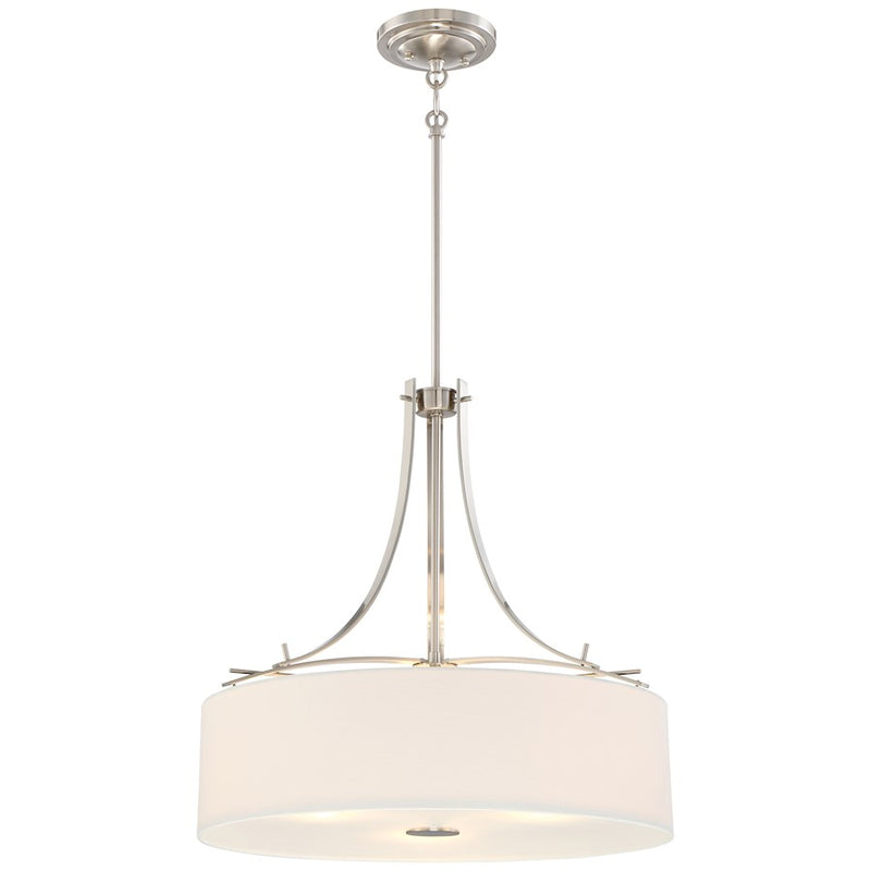 Minka Lavery Poleis 20in 3-Light Drum Pendant | Industrial Brushed Nickel and Clear Glass | Kitchen Island & Dining Room | Model 3308-84