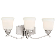 Minka Lavery Savannah Row 23in 3-Light Vanity Light | Traditional Brushed Nickel and White Glass | Bathroom Vanity | 23 x 8 x 8 in | Model 3323-84