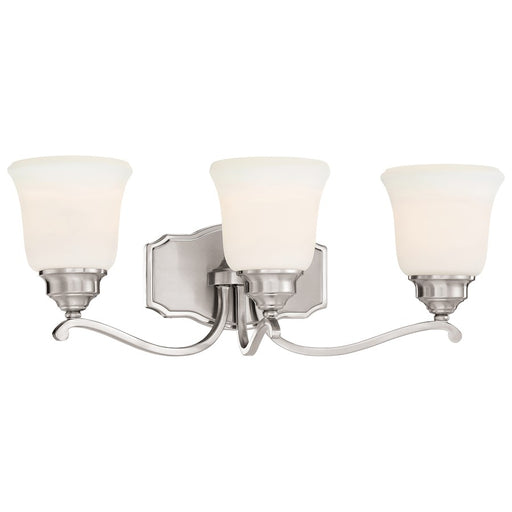 Minka Lavery Savannah Row 23in 3-Light Vanity Light | Traditional Brushed Nickel and White Glass | Bathroom Vanity | 23 x 8 x 8 in | Model 3323-84