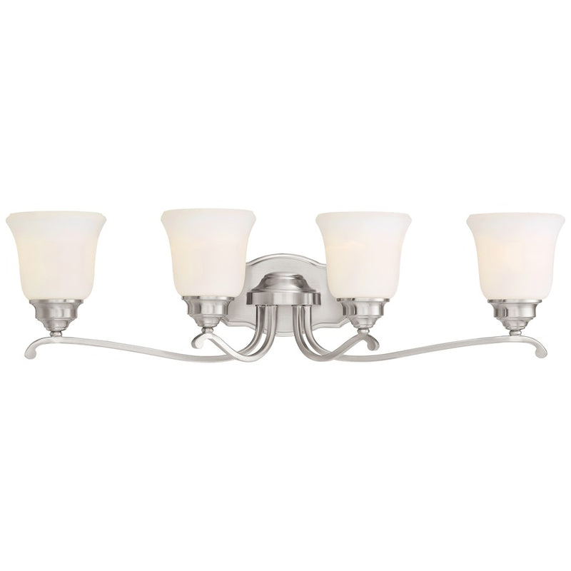 Minka Lavery Savannah Row 31in 4-Light Vanity Light | Traditional Brushed Nickel | Bathroom Vanity | 31 x 8 x 8 in | Model 3324-84