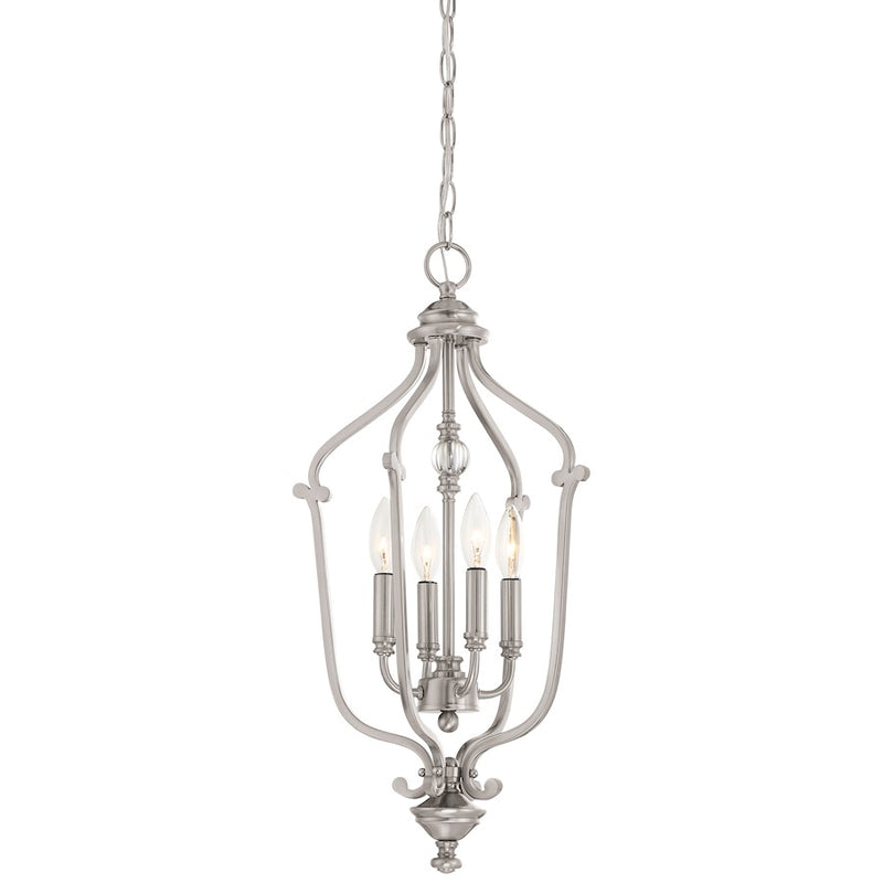 Minka Lavery Savannah Row 13in 4-Light Chandelier | Traditional Brushed Nickel | Dining Room & Foyer | 13 x 13 x 24 in | Model 3331-84