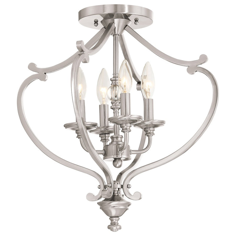 Minka Lavery Savannah Row 18in 4-Light Semi-Flush Mount | Traditional Brushed Nickel | Living Room & Bedroom | 18 x 18 x 19 in | Model 3332-84