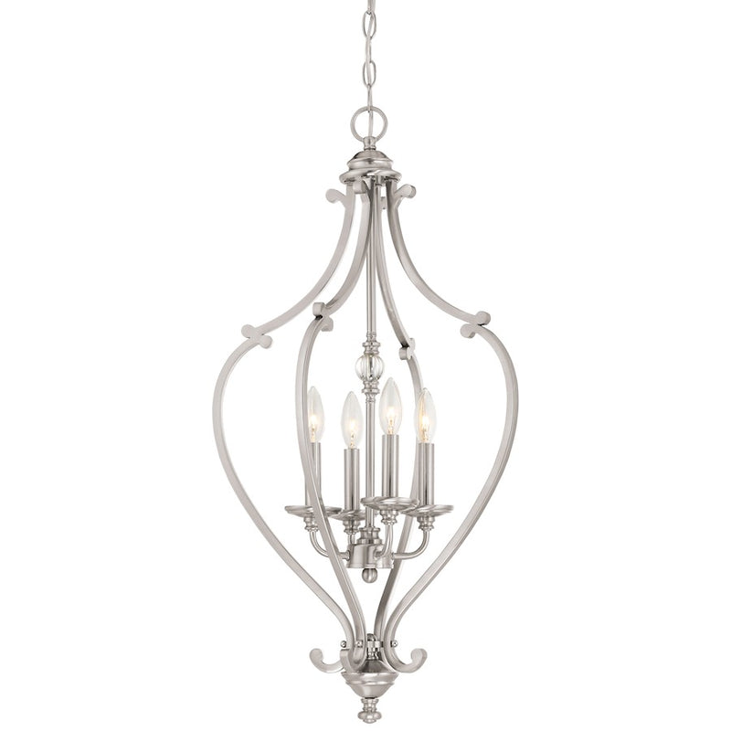 Minka Lavery Savannah Row 17in 4-Light Chandelier | Traditional Brushed Nickel | Dining Room & Living Room | 17 x 17 x 31 in | Model 3333-84