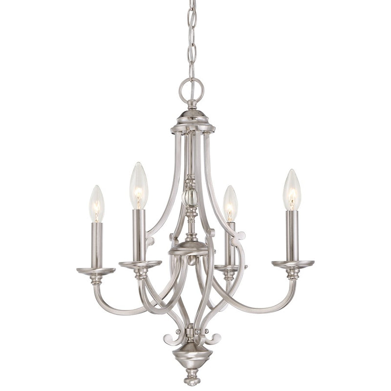Minka Lavery Savannah Row 20in 4-Light Chandelier | Traditional Brushed Nickel | Dining Room & Living Room | 20 x 20 x 22 in | Model 3334-84