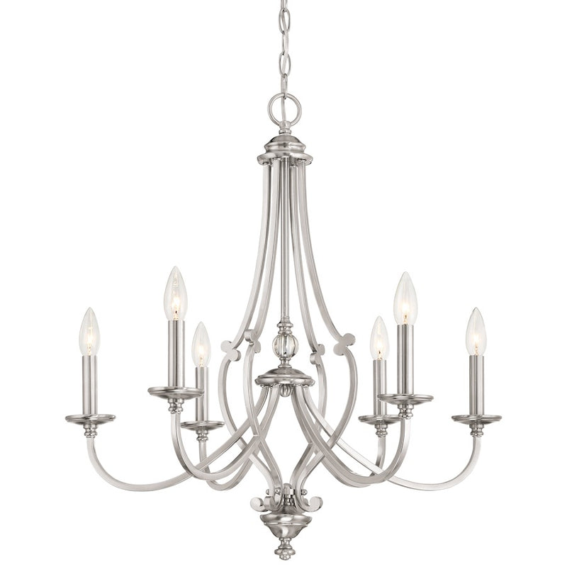 Minka Lavery Savannah Row 26in 6-Light Chandelier | Traditional Brushed Nickel | Dining Room & Living Room | 26 x 26 x 27 in | Model 3336-84