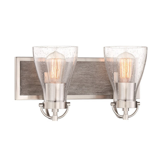 Minka Lavery Garrison 16in 2-Light Bath Vanity | Transitional Brushed Nickel and Shale Wood | Bathroom & Powder Room | 16 x 16 x 8 in | Model 3342-098