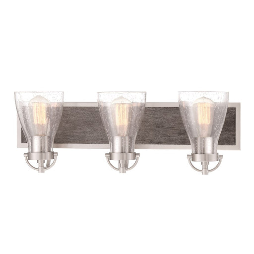 Minka Lavery Garrison 24in 3-Light Bath Vanity Light | Brushed Nickel and Shale Wood Steel | Bathroom & Powder Room | Model 3343-098