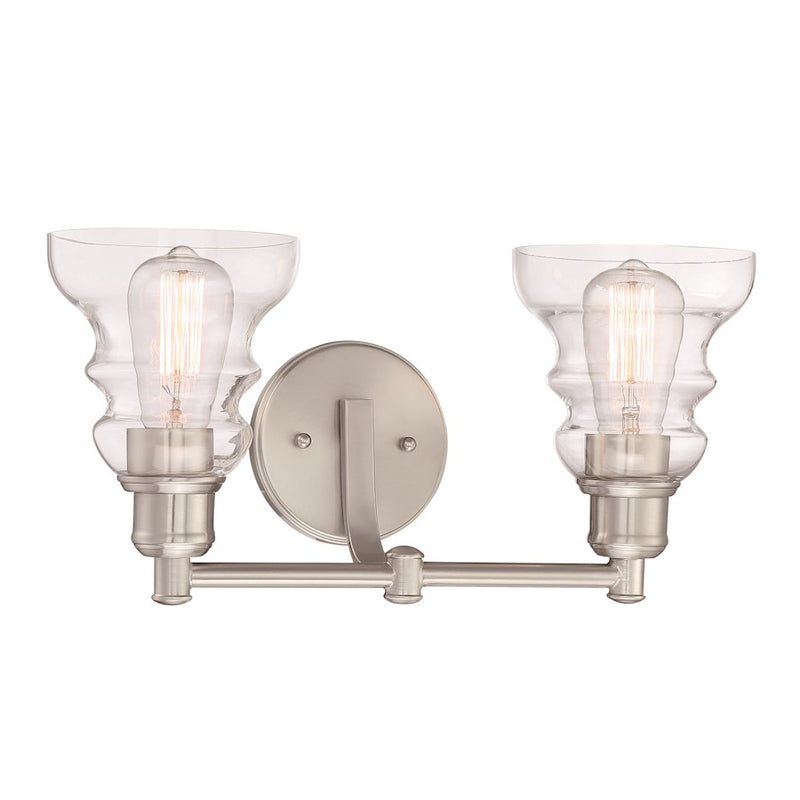 Minka Lavery Waterbury 2-Light Bath Vanity | Transitional Brushed Nickel | Bathroom Vanity & Powder Room | 16 x 16 x 9 in | Model 3352-84