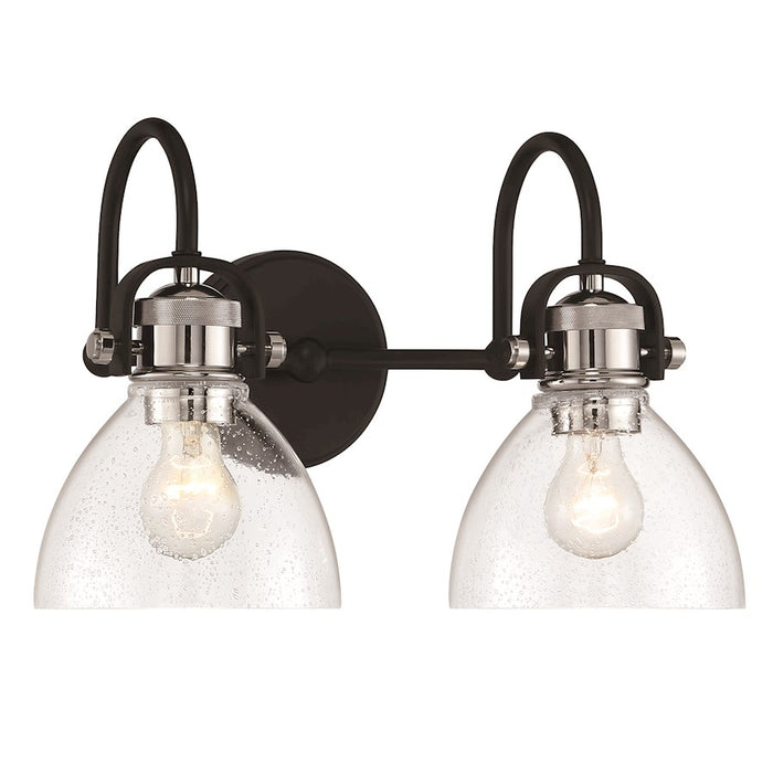 Minka Lavery Monico 2 Light Bath, Coal/Polished Nickel /Clear Seedy