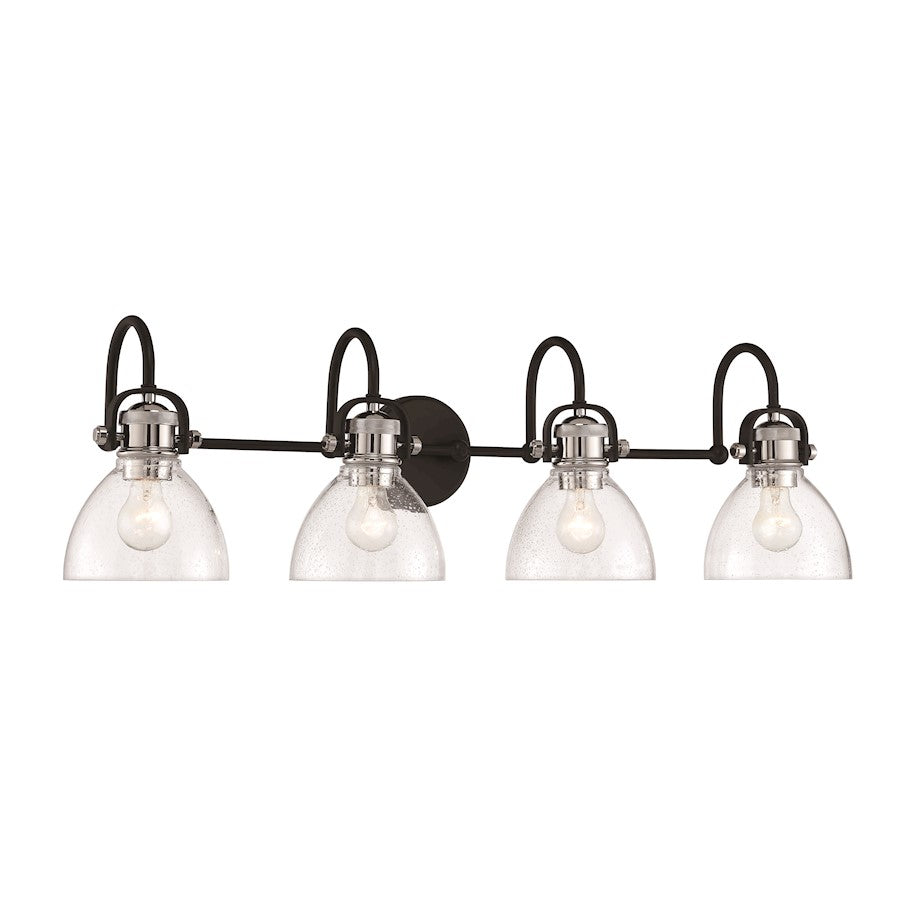 Minka Lavery Monico 4 Light Bath, Coal/Polished Nickel /Clear Seedy
