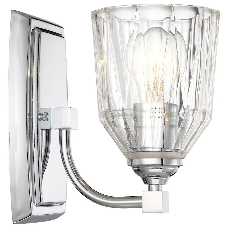 Minka Lavery D'Or 1-Light Bath Vanity Light | Chrome Transitional Wall Sconce | Bathroom & Powder Room | 8 in H | Model 3381-77