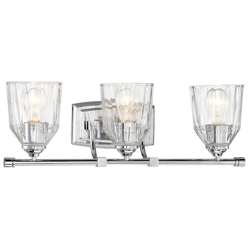 Minka Lavery D'Or 23in 3-Light Bathroom Vanity Light | Chrome Transitional | Bathroom Vanity | 23 x 8 x 8 in | Model 3383-77