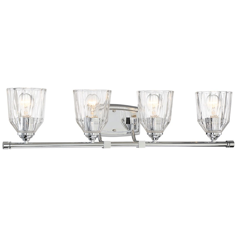Minka Lavery D'Or 4-Light Bath Vanity Light | Chrome Transitional Wall Sconce | Bathroom & Powder Room | 33 in W x 8 in H | Model 3384-77