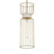 Minka Lavery Park Slope 8in 1-Light Mini Pendant | Nouveau Gold Steel and Alabaster | Kitchen Island & Dining Room | 8 x 24 in | Model 3392-754
