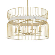 Minka Lavery Park Slope 30in 6-Light Pendant | Nouveau Gold Steel and Alabaster Glass | Dining Room & Kitchen Island | 30 x 18 in | Model 3396-754