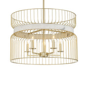 Minka Lavery Park Slope 30in 6-Light Pendant | Nouveau Gold Steel and Alabaster Glass | Dining Room & Kitchen Island | 30 x 18 in | Model 3396-754