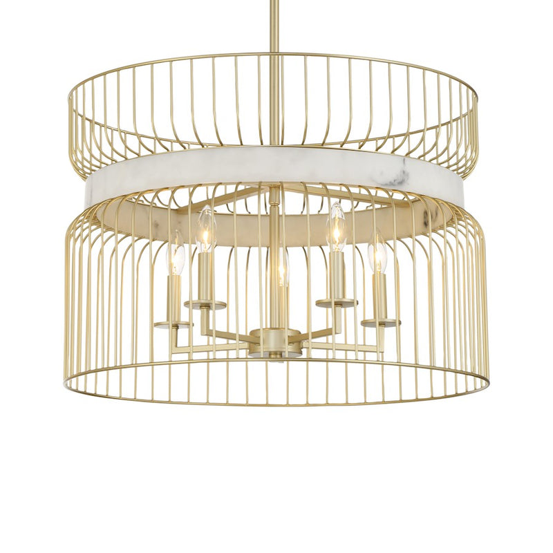 Minka Lavery Park Slope 30in 6-Light Pendant | Nouveau Gold Steel and Alabaster Glass | Dining Room & Kitchen Island | 30 x 18 in | Model 3396-754