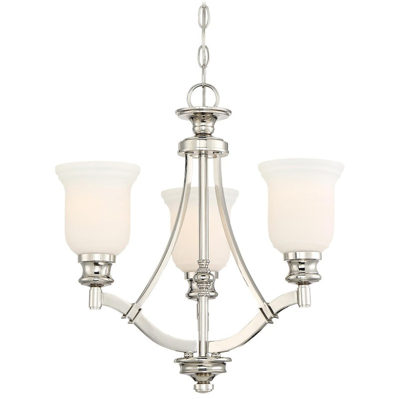 Minka Lavery Audrey's Point 20in 3-Light Chandelier | Traditional Polished Nickel and Mouth-Blown Glass | Dining Room & Kitchen | Model 3403-613