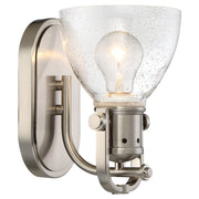 Minka Lavery 1-Light Bath Vanity Light | Brushed Nickel Transitional Wall Sconce | Bathroom & Powder Room | 8 in H | Model 3411-84