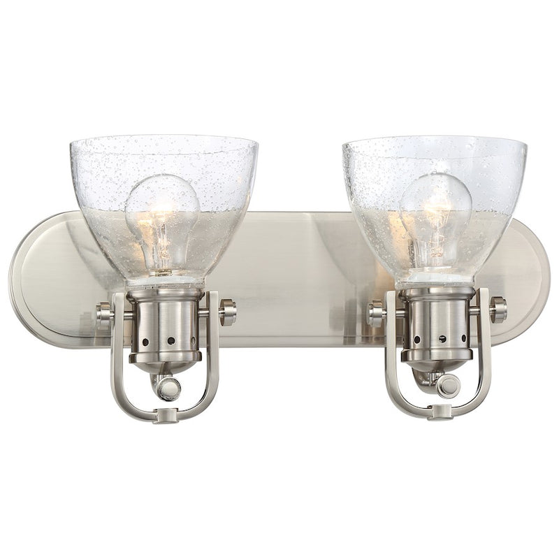 Minka Lavery 2-Light Bath Vanity Light | Brushed Nickel | Bathroom Vanity | 16 x 7.25 x 8.5 in | Model 3412-84