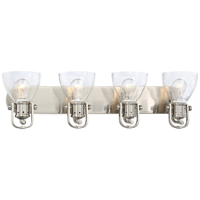 Minka Lavery 32in 4-Light Vanity Light | Transitional Brushed Nickel | Bathroom & Powder Room | 32 x 7 x 8 in | Model 3414-84