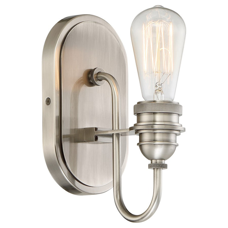 Minka Lavery Uptown Edison 11in 1-Light Bath Vanity Light | Industrial Plated Pewter and Edison Bulb | Bathroom Vanity | Model 3451-84B