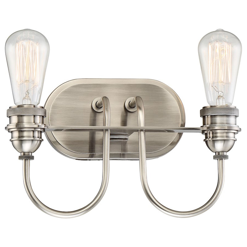 Minka Lavery Uptown Edison 12in 2-Light Bath Vanity | Transitional Plated Pewter | Bathroom & Powder Room | 12 x 6 x 10 in | Model 3452-84B