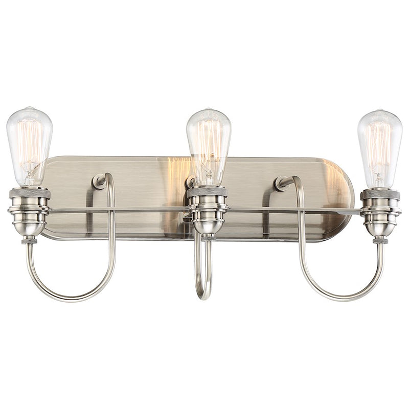 Minka Lavery Uptown Edison 3-Light Bath Vanity Light | Transitional Plated Pewter and Edison Bulbs | Bathroom & Powder Room | Model 3453-84B