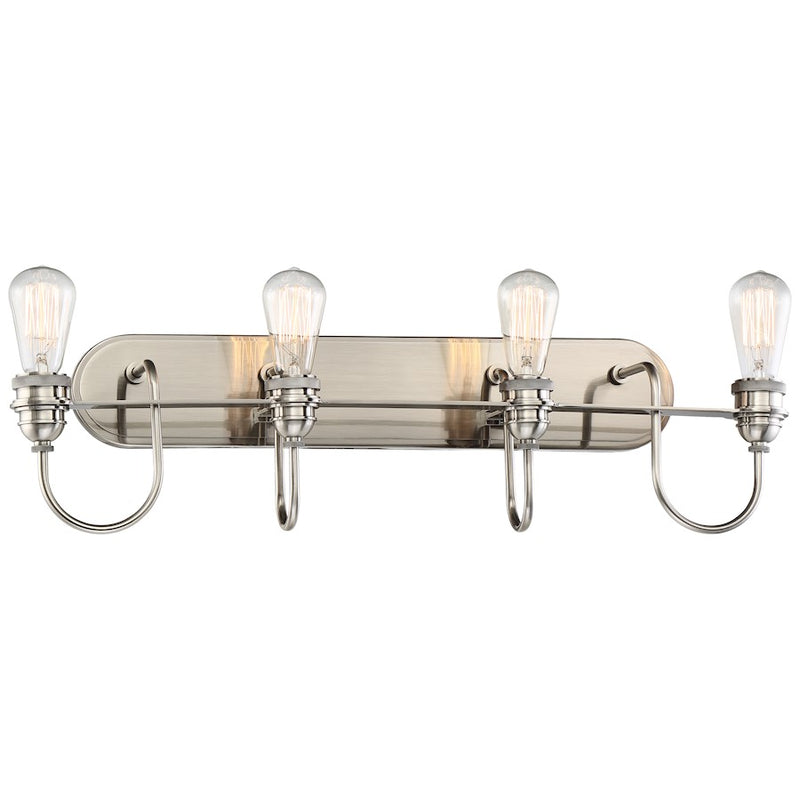 Minka Lavery Uptown Edison 29in 4-Light Vanity Light | Plated Pewter Metal | Bathroom Vanity & Powder Room | 29.25 x 10 x 5.75 in | Model 3454-84B