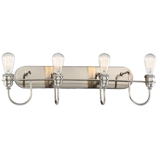 Minka Lavery Uptown Edison 29in 4-Light Vanity Light | Plated Pewter Metal | Bathroom Vanity & Powder Room | 29.25 x 10 x 5.75 in | Model 3454-84B