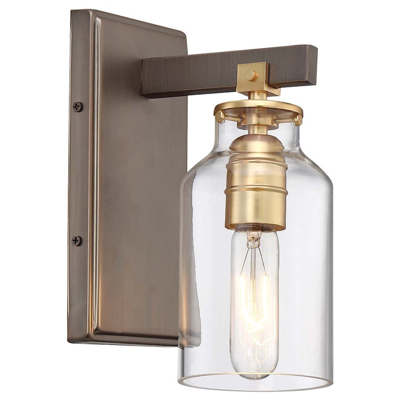 Minka Lavery Morrow 10in 1-Light Bath Vanity Light | Industrial Harvard Court Bronze/Gold | Bathroom & Powder Room | 5 x 6 x 10 in | Model 3551-588