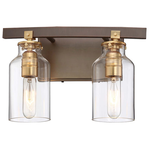 Minka Lavery Morrow 2-Light Bath Vanity Light | Industrial Harvard Court Bronze with Gold Highlights | Bathroom & Powder Room | Model 3552-588
