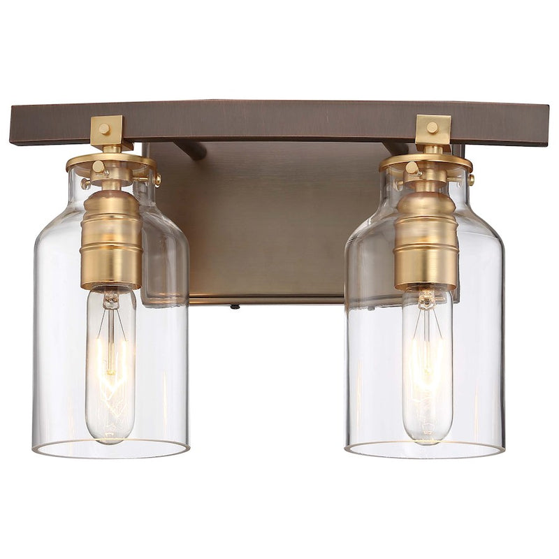 Minka Lavery Morrow 2-Light Bath Vanity Light | Industrial Harvard Court Bronze with Gold Highlights | Bathroom & Powder Room | Model 3552-588