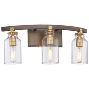 Minka Lavery Morrow 3-Light Bath Vanity Light | Industrial Harvard Court Bronze with Gold Highlights | Bathroom & Powder Room | Model 3553-588
