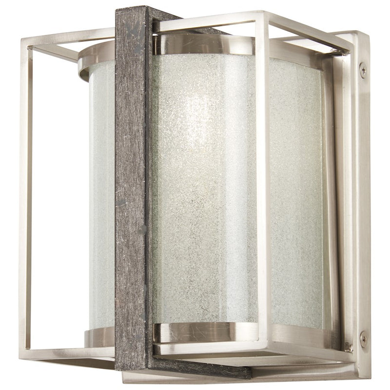 Minka Lavery Tyson's Gate 1-Light Wall Sconce | Brushed Nickel and Shale Wood Modern | Hallway & Bathroom Accent | 6 x 5 x 7 in | Model 3561-098
