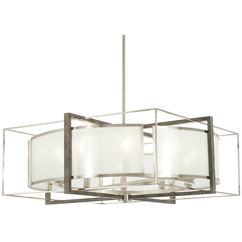 Minka Lavery Tyson's Gate 30in 1-Light Pendant | Brushed Nickel and Shale Wood Modern | Kitchen Island & Dining Room | Model 3568-098