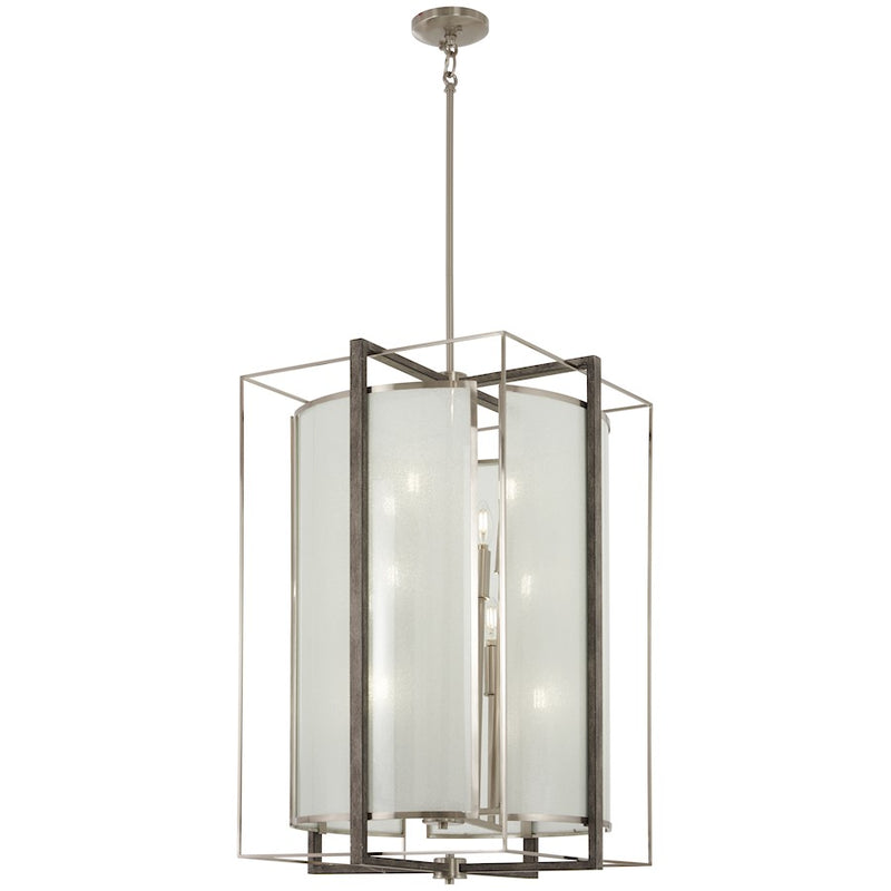 Minka Lavery Tyson's Gate 20in 1-Light Pendant | Modern Brushed Nickel Steel and Shale Wood | Kitchen Island & Dining Room | Model 3569-098