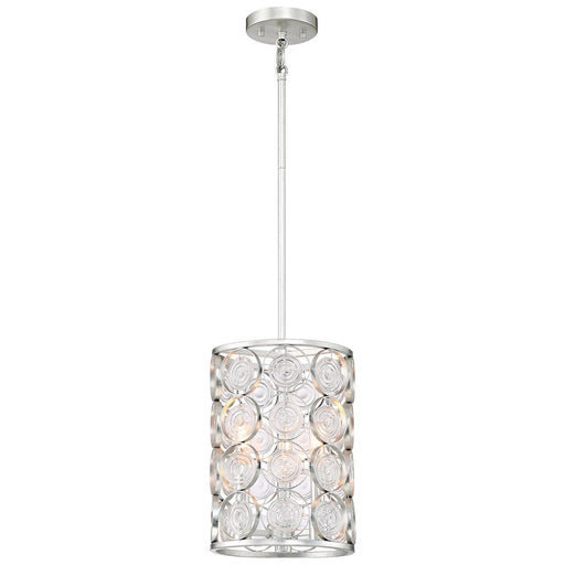 Minka Lavery Culture Chic 9in 1-Light Mini Pendant | Catalina Silver Steel and Ripple Glass | Kitchen Island & Dining Nook | Model 3663-598